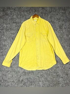 Ryan Michael yellow silk Cotton snaps up shirt Size L #silk #shirt